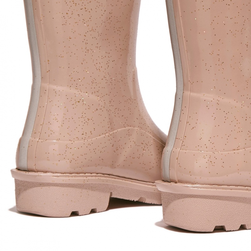 Kids' Fitflop Wonderwelly Natural Mix Welly Rubber Boots Rose Gold | ZA-32UYWIMES