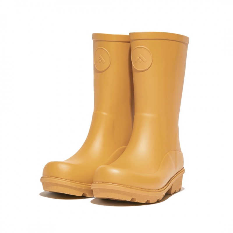 Kids' Fitflop Wonderwelly Natural Mix Welly Rubber Boots Yellow | ZA-45WLPGYMX