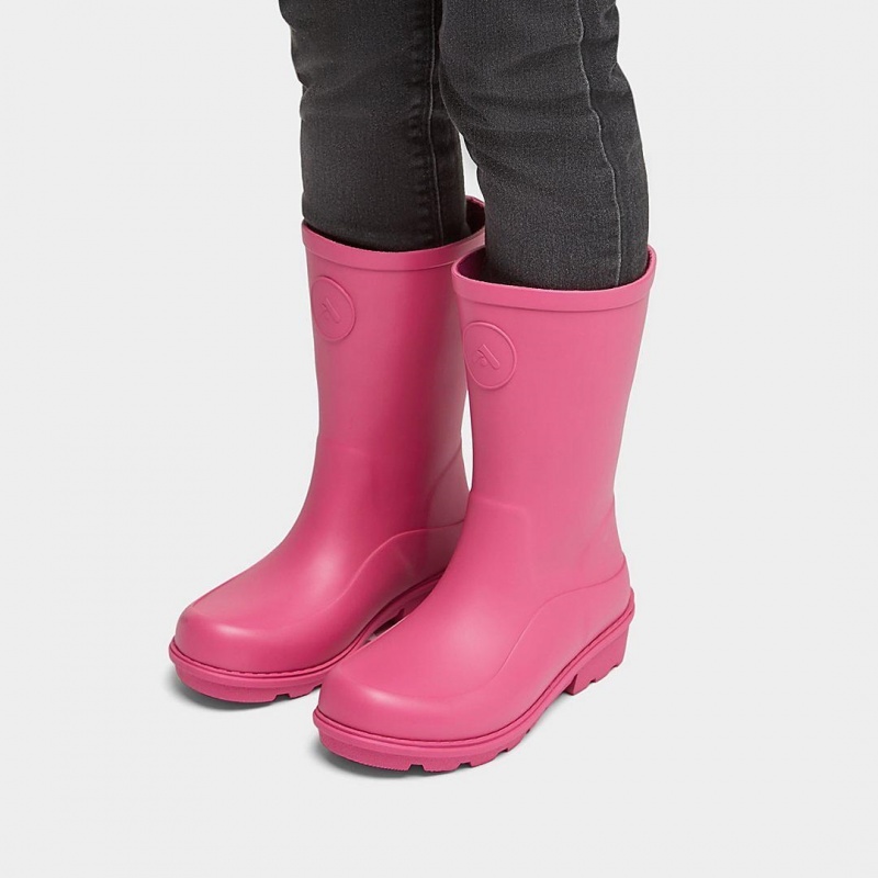 Kids' Fitflop Wonderwelly Natural Mix Welly Rubber Boots Pink | ZA-24ZIPHFLB