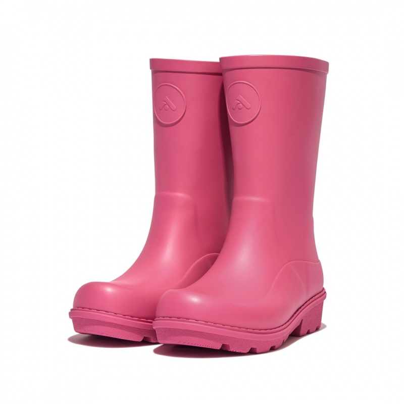 Kids' Fitflop Wonderwelly Natural Mix Welly Rubber Boots Pink | ZA-24ZIPHFLB