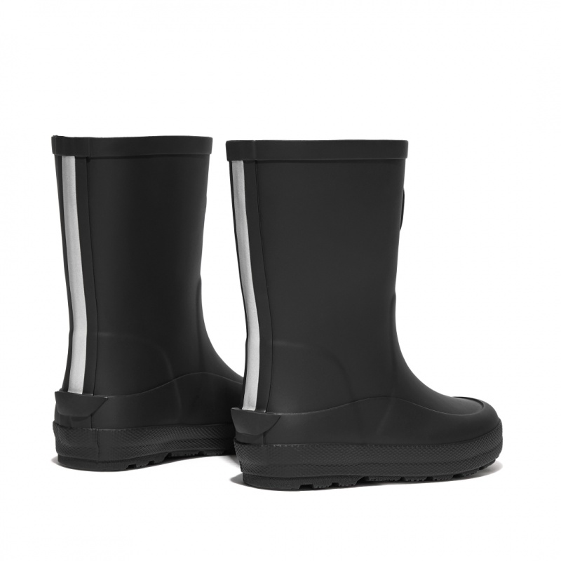 Kids' Fitflop Wonderwelly Natural Rubber Mix Rain Boots Black | ZA-49BEZSQUG