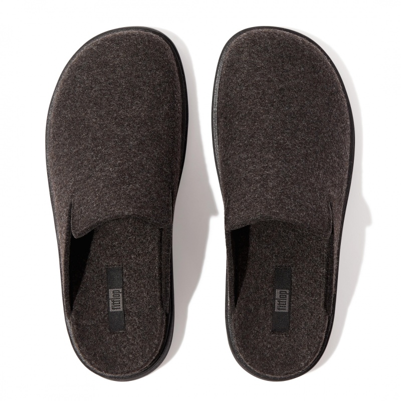 Men's Fitflop Gen-Ff Felt Polyester Mules Black | ZA-67LVICEGX