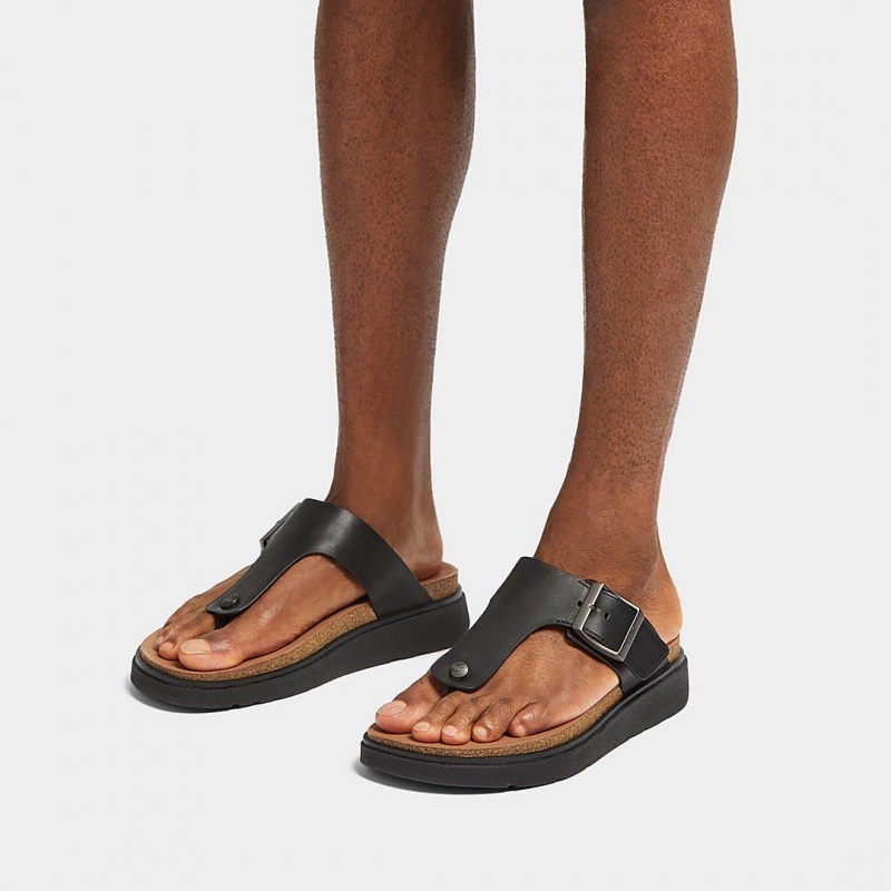 Men's Fitflop Gen-Ff Toe Thongs Black | ZA-03GMNHDEJ