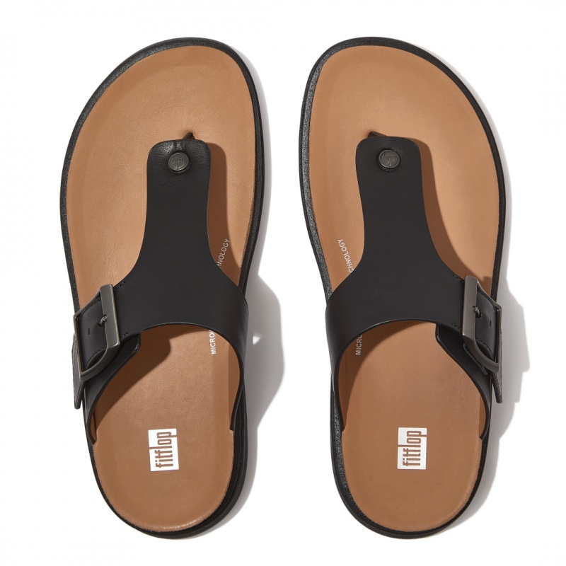 Men's Fitflop Gen-Ff Toe Thongs Black | ZA-03GMNHDEJ