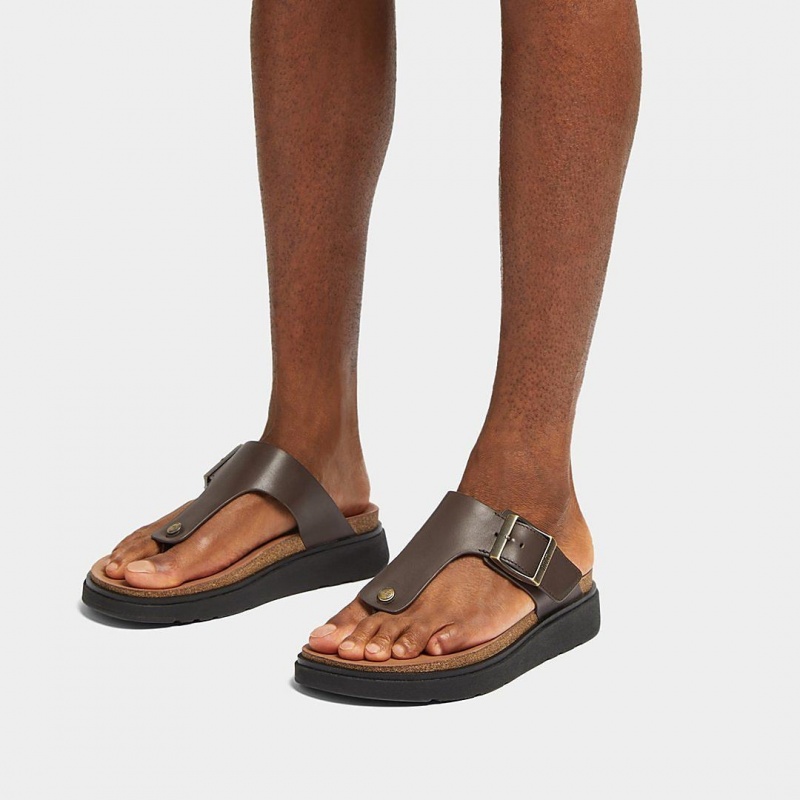 Men's Fitflop Gen-Ff Toe Thongs Brown | ZA-21UADBGIO