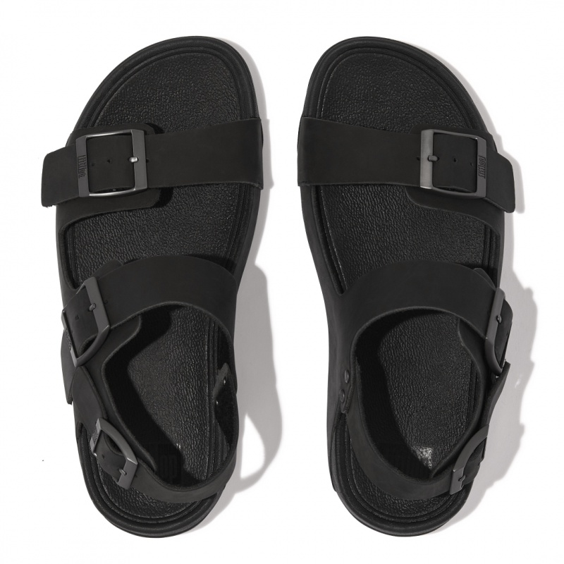 Men's Fitflop Gogh Moc Back Strap Sandals Black | ZA-03FCNMVBG