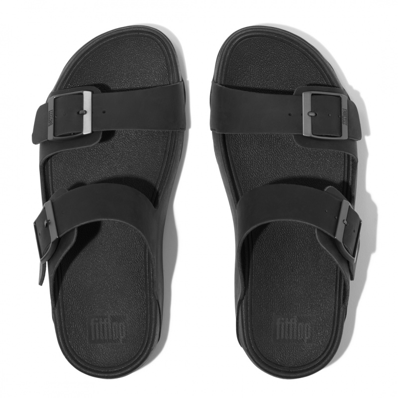 Men's Fitflop Gogh Moc Nubuck Slides Black | ZA-59TZGIDHO