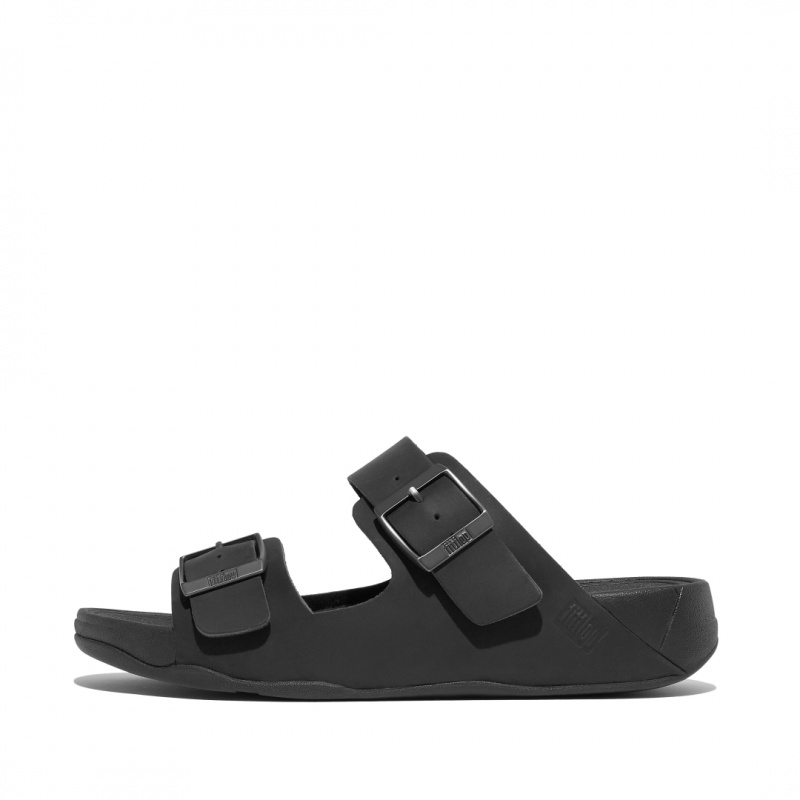 Men\'s Fitflop Gogh Moc Nubuck Slides Black | ZA-59TZGIDHO