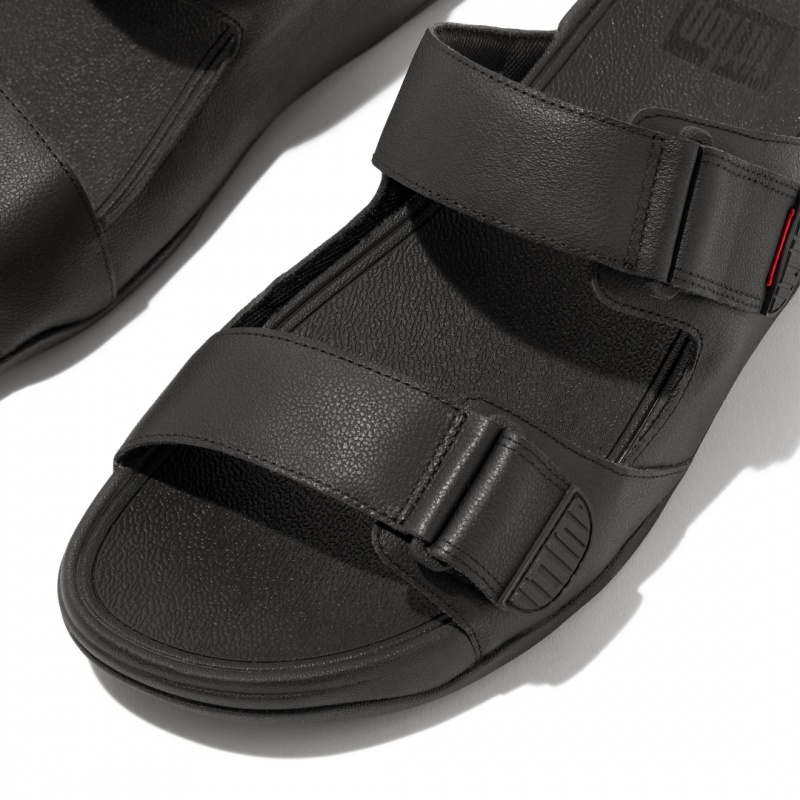 Men's Fitflop Gogh Moc Slides Black | ZA-39OVFREJK