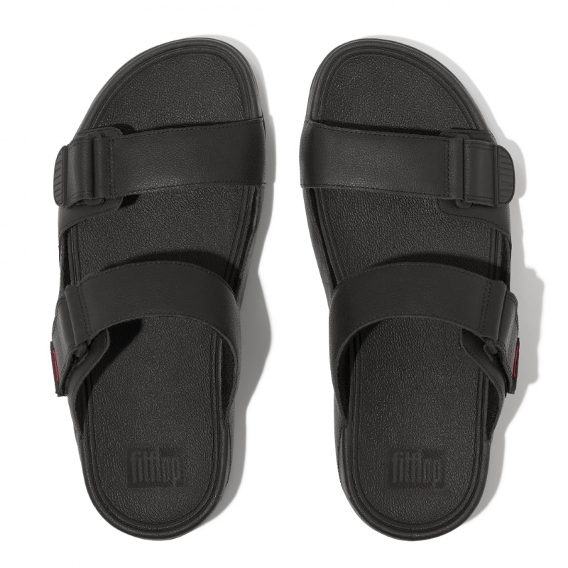 Men's Fitflop Gogh Moc Slides Black | ZA-39OVFREJK