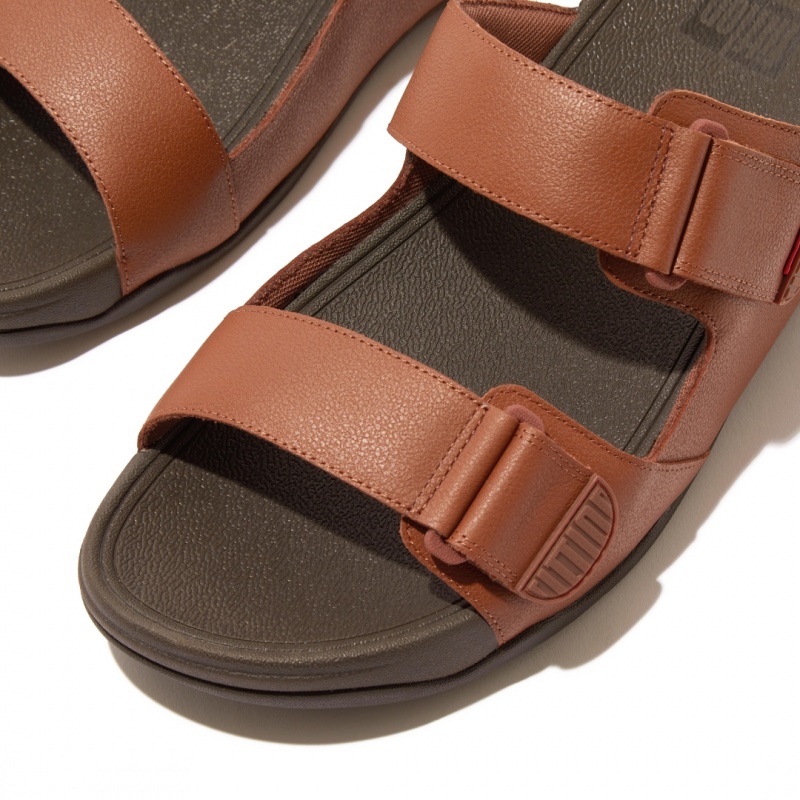 Men's Fitflop Gogh Moc Slides Dark Brown | ZA-25BORJVXT