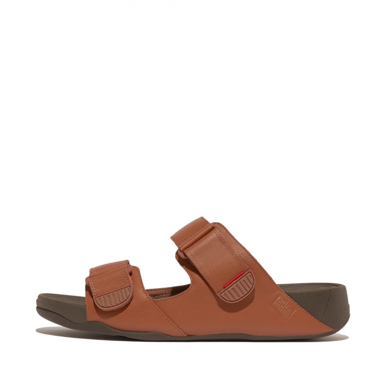 Men\'s Fitflop Gogh Moc Slides Dark Brown | ZA-25BORJVXT