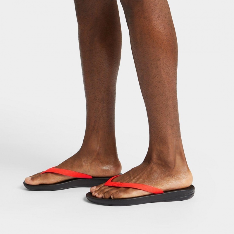 Men's Fitflop Iqushion Rubber Flip Flops Orange | ZA-41TOBGCSA