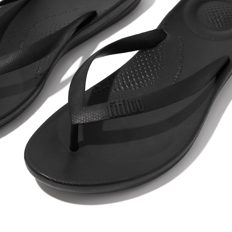 Men's Fitflop Iqushion Rubber Flip Flops Black | ZA-79SGBQTCO