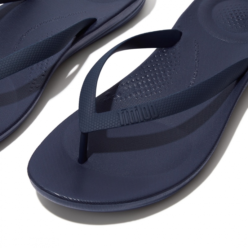 Men's Fitflop Iqushion Rubber Flip Flops Navy | ZA-73UCYIXAK