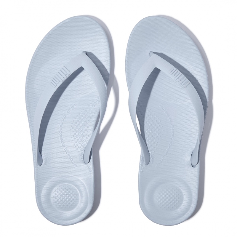 Men's Fitflop Iqushion Rubber Flip Flops Blue | ZA-94TEHJLWD