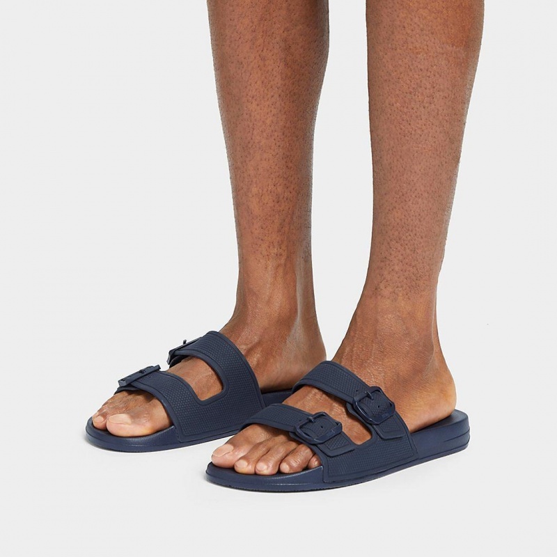 Men's Fitflop Iqushion Rubber Sandals Navy | ZA-50TRIYQNB