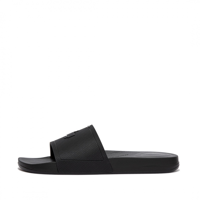 Men\'s Fitflop Iqushion Rubber Slides Black | ZA-01VABKHWP