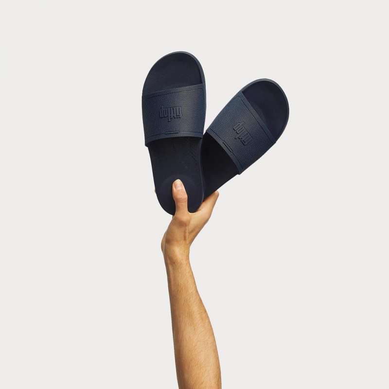 Men's Fitflop Iqushion Rubber Slides Navy | ZA-26ZIWBVSF