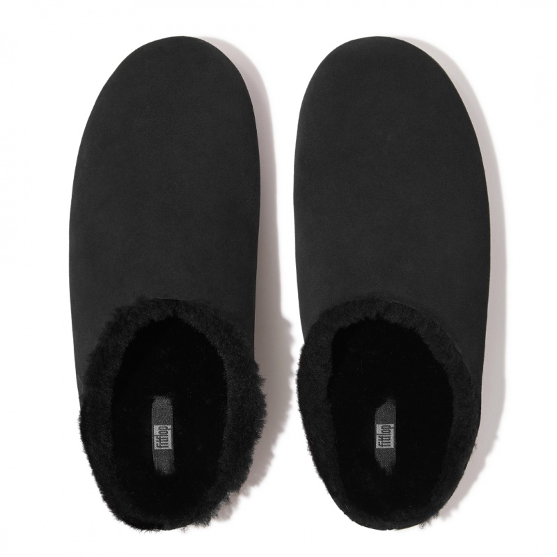 Men's Fitflop Shove Slippers Black | ZA-76VLSRNZO