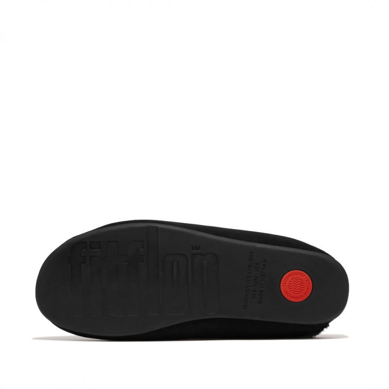 Men's Fitflop Shove Slippers Black | ZA-76VLSRNZO