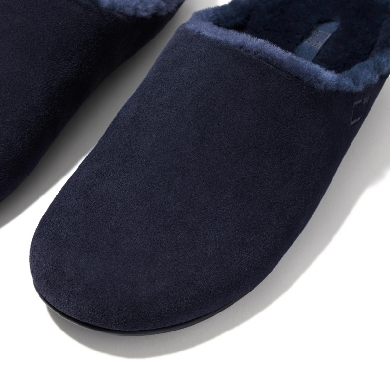 Men's Fitflop Shove Slippers Blue | ZA-20LCPWIYK