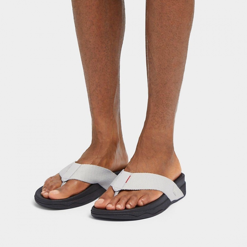 Men's Fitflop Surfer Polyester Toe-Post Sandals Grey | ZA-48WUVYFGQ