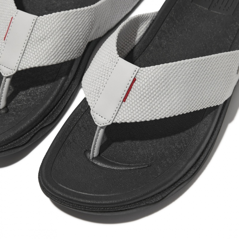 Men's Fitflop Surfer Polyester Toe-Post Sandals Grey | ZA-48WUVYFGQ