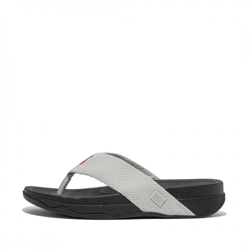 Men\'s Fitflop Surfer Polyester Toe-Post Sandals Grey | ZA-48WUVYFGQ