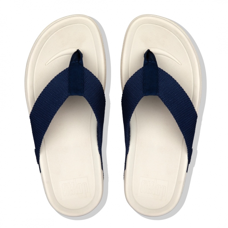 Men's Fitflop Surfer Polyester Toe-Post Sandals Blue | ZA-53KRUILBD