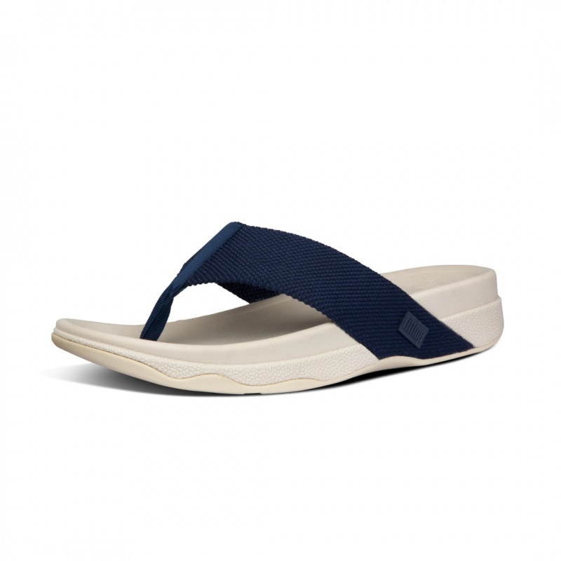 Men's Fitflop Surfer Polyester Toe-Post Sandals Blue | ZA-53KRUILBD