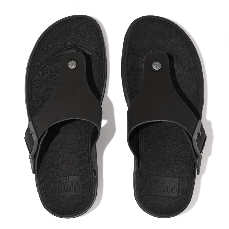 Men's Fitflop Trakk Ii Nubuck Toe Thongs Black | ZA-58MZWBVLX