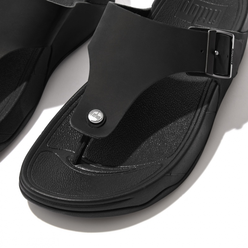 Men's Fitflop Trakk Ii Nubuck Toe Thongs Black | ZA-58MZWBVLX