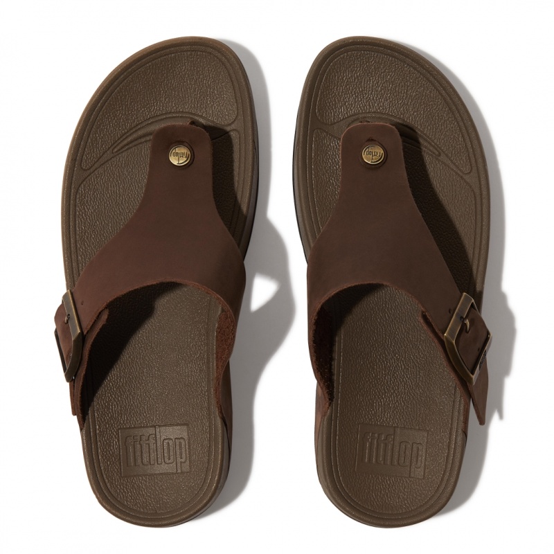 Men's Fitflop Trakk Ii Nubuck Toe Thongs Brown | ZA-28PGRNZAH