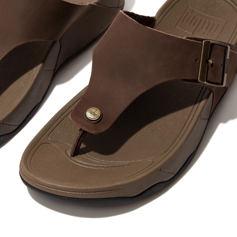 Men's Fitflop Trakk Ii Nubuck Toe Thongs Brown | ZA-28PGRNZAH