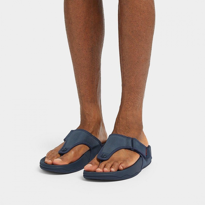 Men's Fitflop Trakk Ii Polyester Faux Toe Thongs Blue | ZA-67NSIFCMY