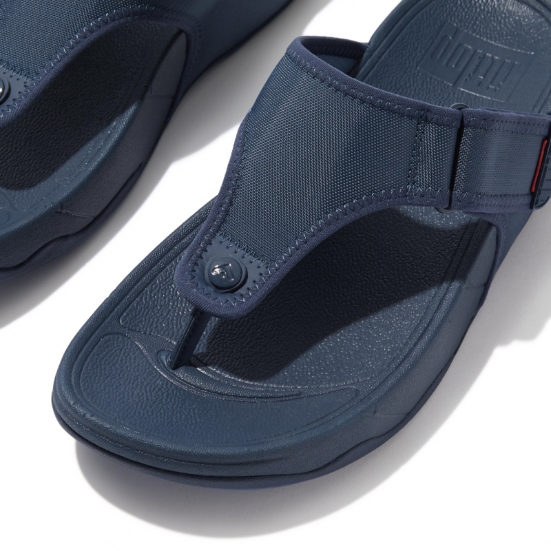 Men's Fitflop Trakk Ii Polyester Faux Toe Thongs Blue | ZA-67NSIFCMY