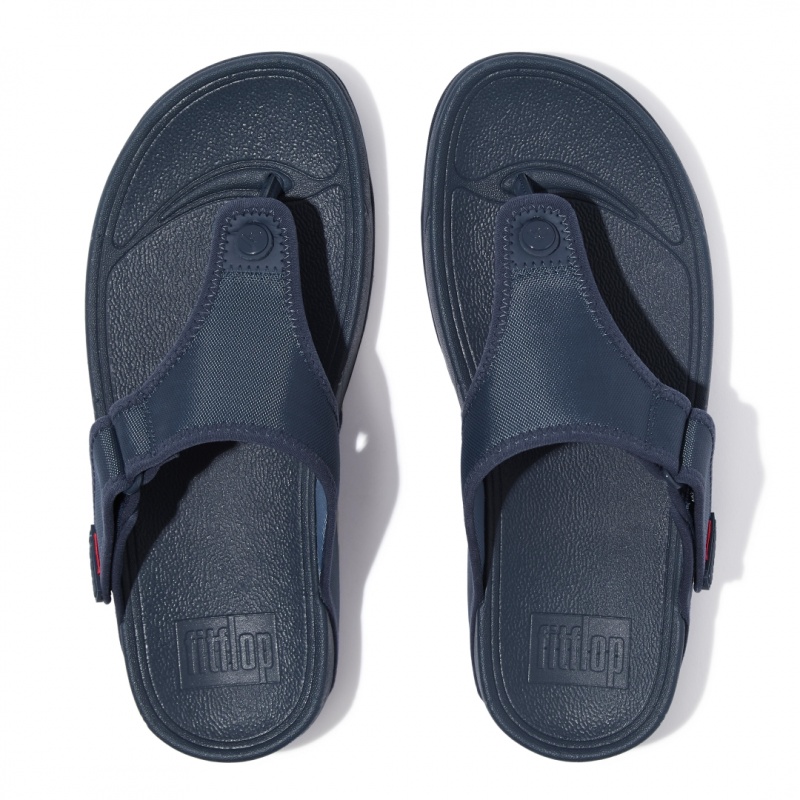 Men's Fitflop Trakk Ii Polyester Faux Toe Thongs Blue | ZA-67NSIFCMY