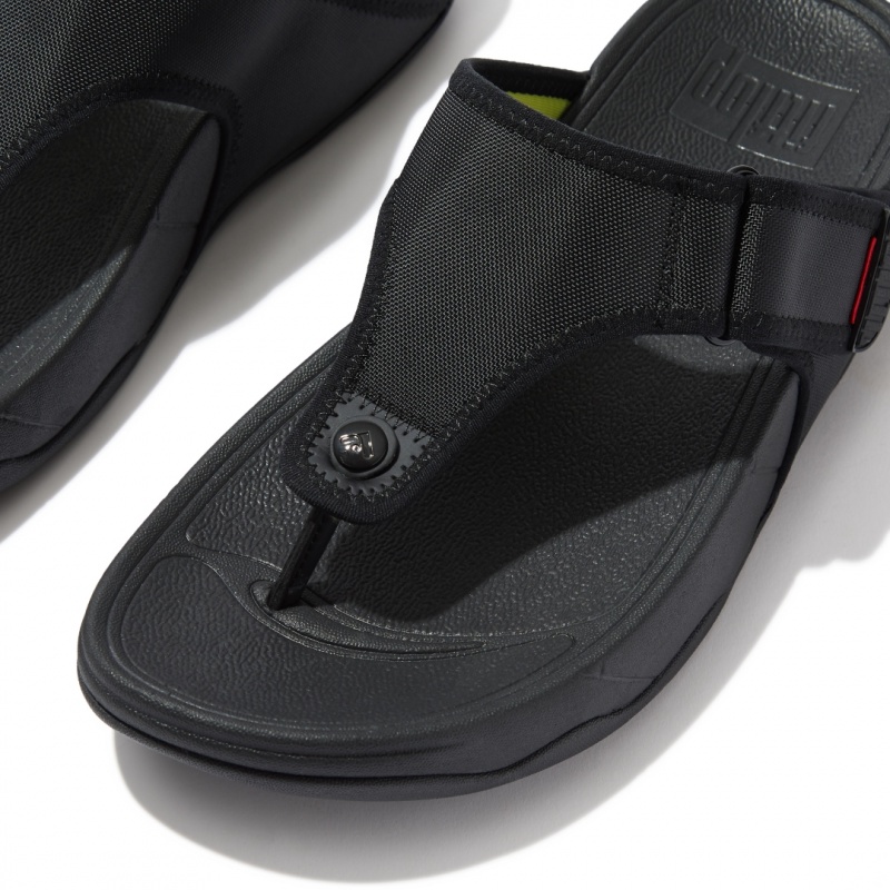 Men's Fitflop Trakk Ii Polyester Faux Toe Thongs Black | ZA-52HDIWMJY