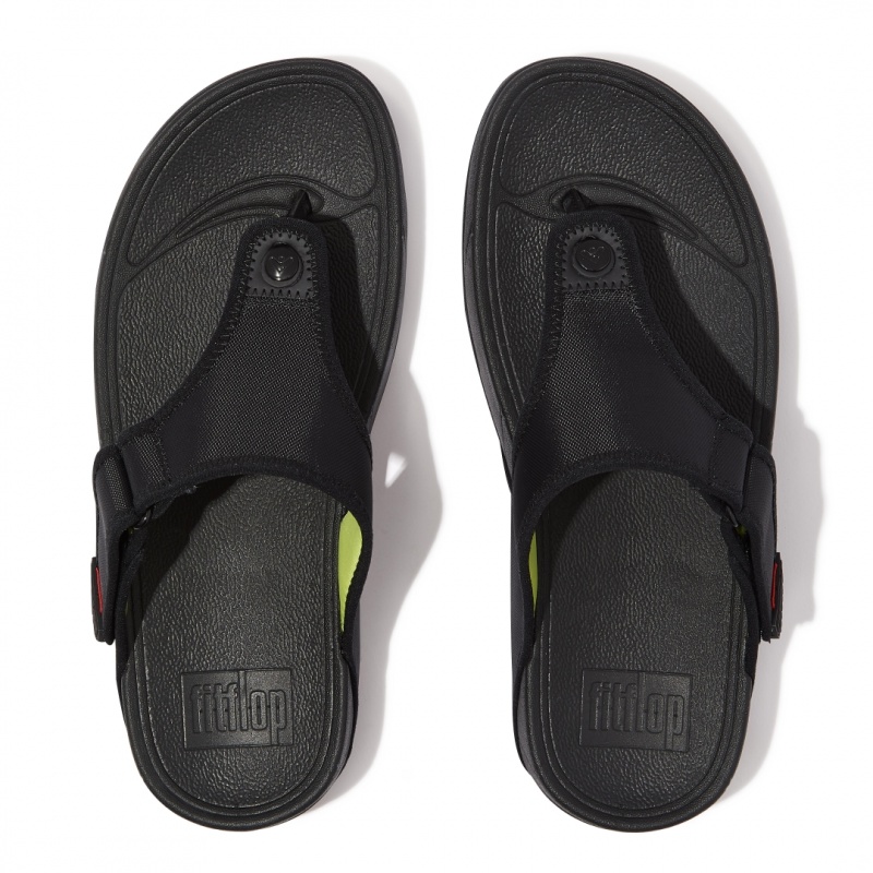 Men's Fitflop Trakk Ii Polyester Faux Toe Thongs Black | ZA-52HDIWMJY