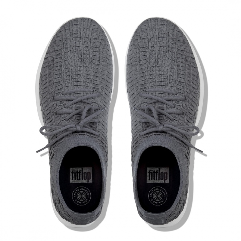 Men's Fitflop Uberknit Textile Sneakers Dark Grey | ZA-05WHUCNJE