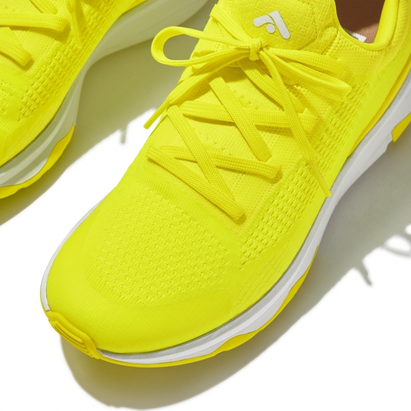 Men's Fitflop Vitamin-Ffx Polyester Knit Lycra Tpu Sneakers Yellow | ZA-01RHTXLKS