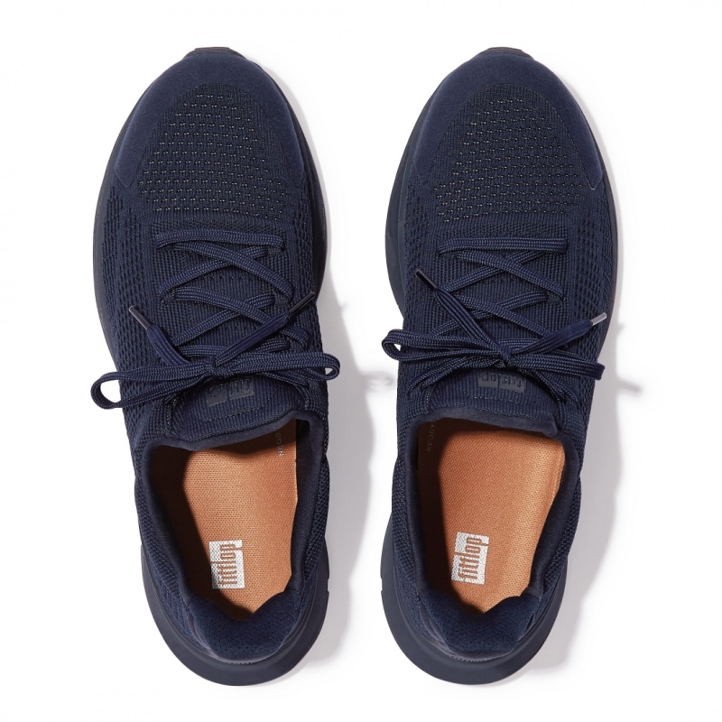 Men's Fitflop Vitamin Ffx Knit Sports Sneakers Navy | ZA-85FSOEKBX