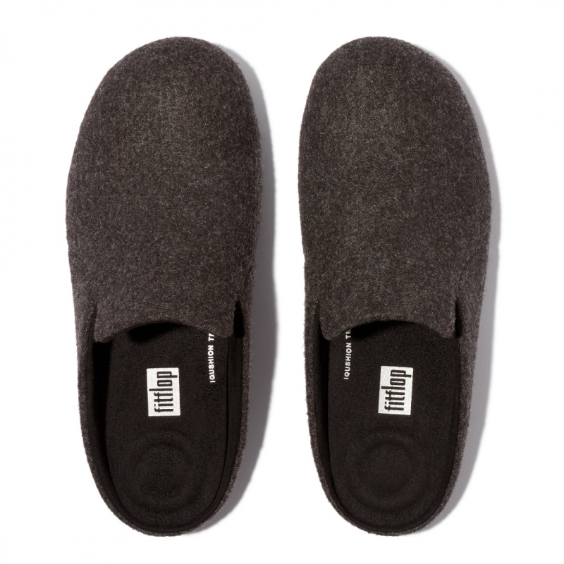 Women's Fitflop Chrissie Felt Polyester Slippers Black | ZA-58NCOGFAS