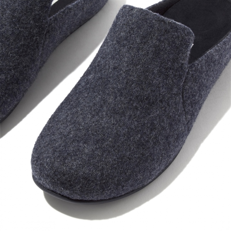 Women's Fitflop Chrissie Felt Polyester Slippers Navy | ZA-02SYTBDZW