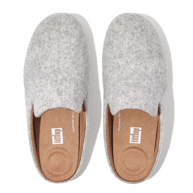 Women's Fitflop Chrissie Felt Polyester Slippers White | ZA-09PTUJBRW