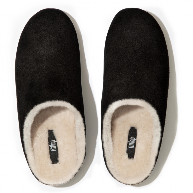 Women's Fitflop Chrissie Shearling Slippers Black | ZA-97LJIARYX