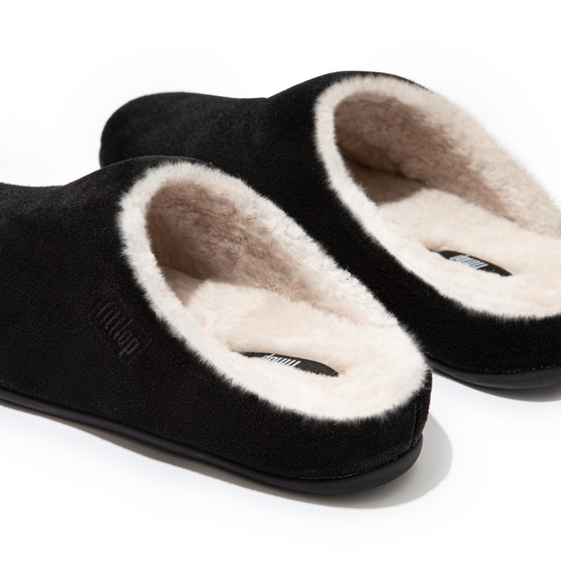 Women's Fitflop Chrissie Shearling Slippers Black | ZA-97LJIARYX