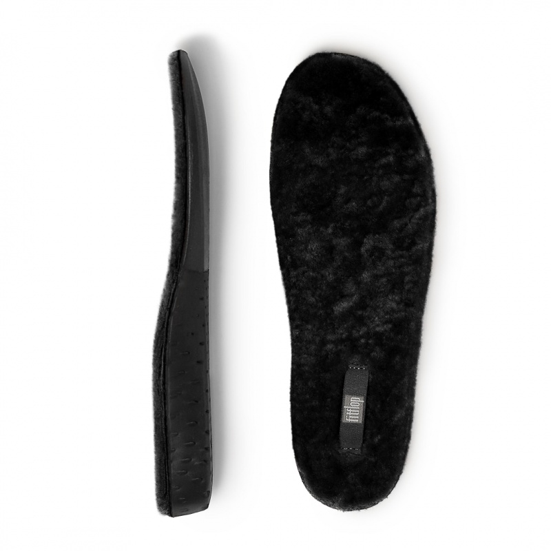 Women's Fitflop Chrissie Shearling Slippers Insoles Black | ZA-06CVMJTSA