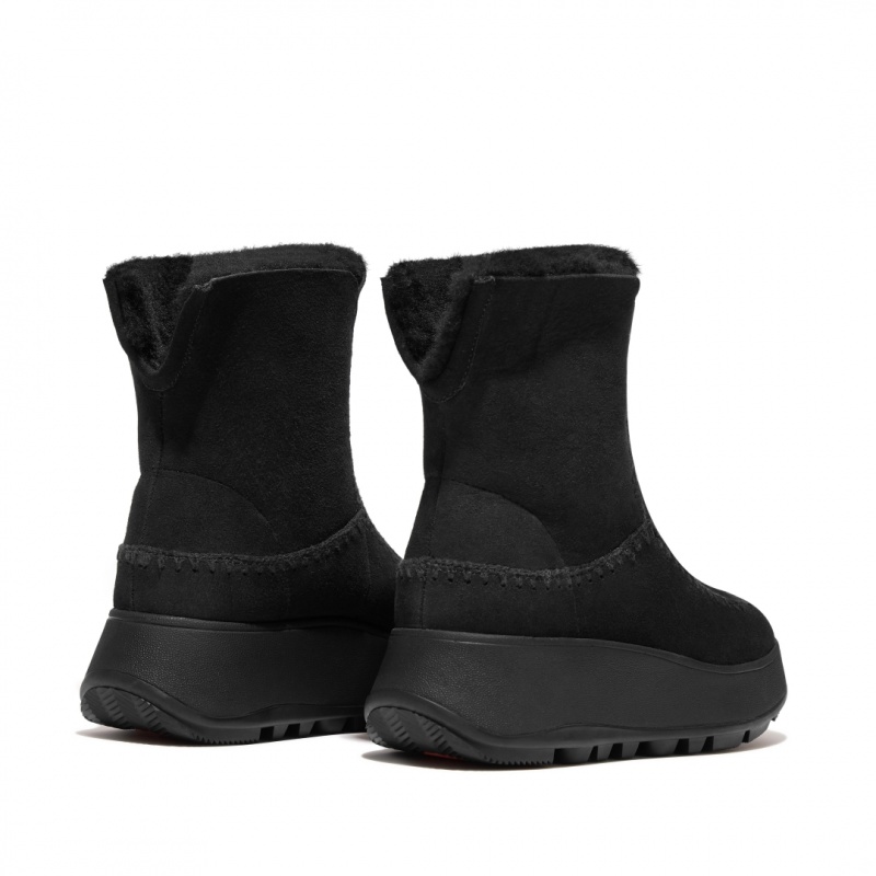 Women's Fitflop F-Mode Double Faced Shearling Boots Black | ZA-81USQPHJB